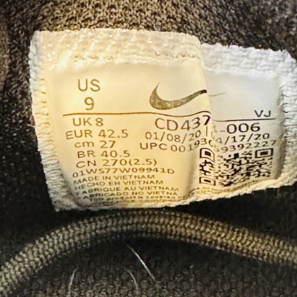 Nike Shoes Mens 9 Black React Vision Athletic Running Sneakers Low Top Lace Up - Picture 10 of 11